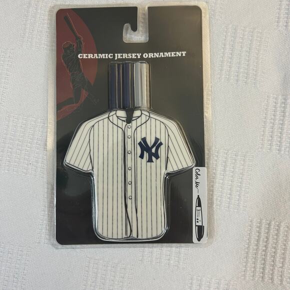 New York Yankees Ceramic Jersey Color Me Ornament With Markers Bronx Bombers TSA - Picture 2 of 9